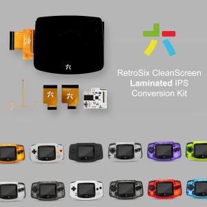 RetroSix CleanScreen LAMINATED IPS Upgrade Kit + Shell Set for Game Boy Advance