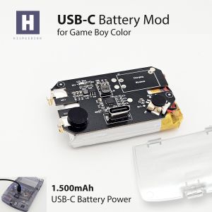 Hispeedido USB-C 1.500mAh Battery Pack incl. battery cover for Game Boy Color