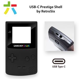 USB-C Prestige Gehäuse Set für Game Boy Color IPS Q5 Ready (Schwarz)